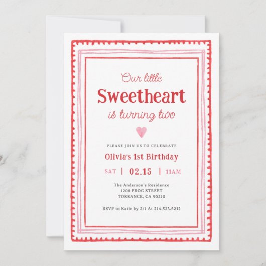 リトルスウィートバレンタイン2nd誕生日パーティー 招待状 (正面)