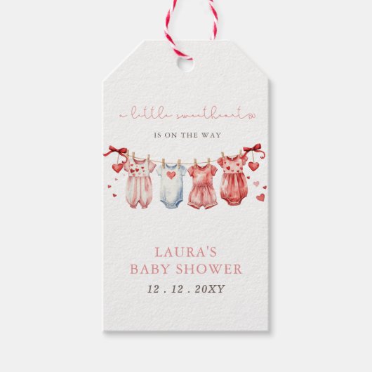 リトルスウィートバレンティーンズガールベビーシャワー ギフトタグ (正面)