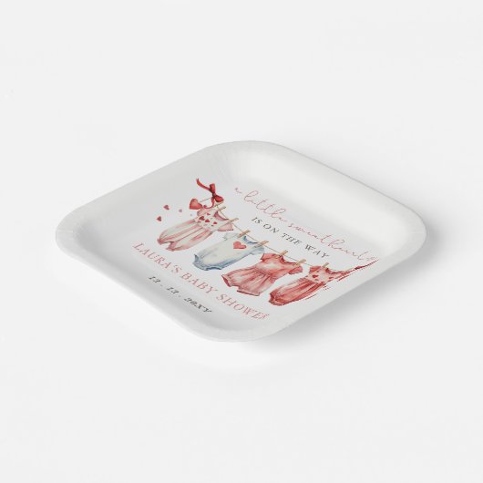 リトルスウィートバレンティーンズガールベビーシャワー ペーパープレート (傾斜あり)