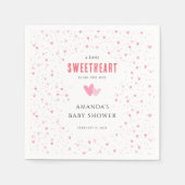 リトルスウィートピンクハートベビーシャワー紙 スタンダードカクテルナプキン (正面)