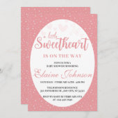 リトルスウィートピンクバレンタインガールベビーシャワー 招待状 (正面/裏面)