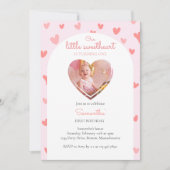 リトルスウィートピンクピーチハート写真 招待状 (正面)
