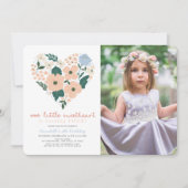 リトルスウィートピンクフローラガール誕生日写真 招待状 (正面)