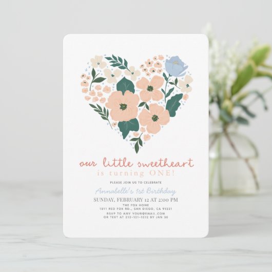 リトルスウィートピンクフローラガール1st誕生日 招待状 (スタンド正面)