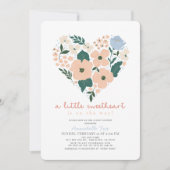 リトルスウィートピンクフローラ赤ちゃんシャワー 招待状 (正面)