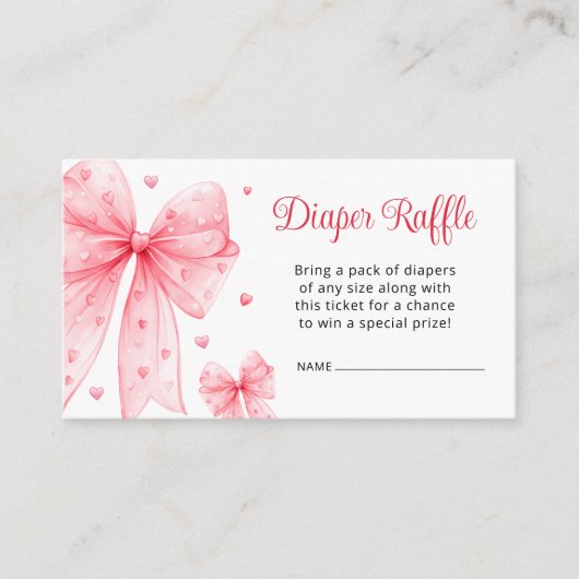 リトルスウィートピンクボウおむつラッフル エンクロージャーカード (正面)