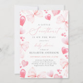 リトルスウィートピンクボウベビーシャワー招待状 招待状 (正面)