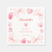 リトルスウィートピンクボウ赤ちゃんシャワー スタンダードカクテルナプキン (正面)