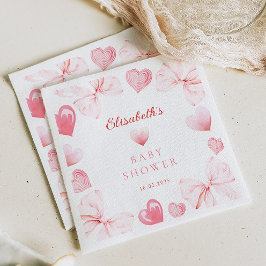 リトルスウィートピンクボウ赤ちゃんシャワー スタンダードカクテルナプキン