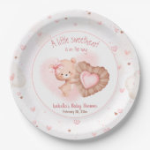 リトルスウィートピンクヴァレンティーンズベビーシャワー ペーパープレート (正面)