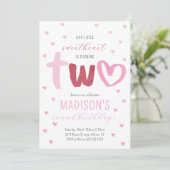 リトルスウィートピンク赤いハート2nd Birthday 招待状 (スタンド正面)