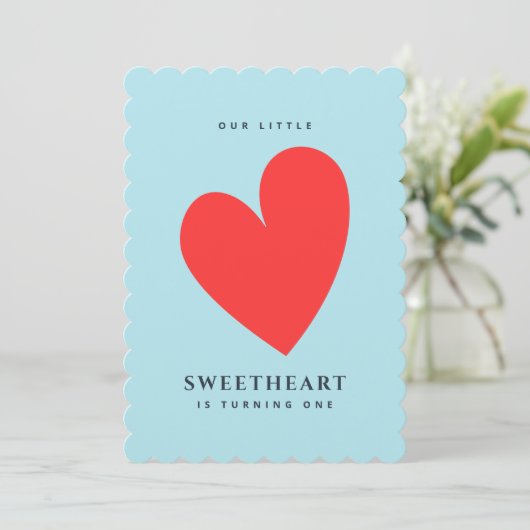 リトルスウィートファースト誕生日ブルー招待状 招待状 (スタンド正面)