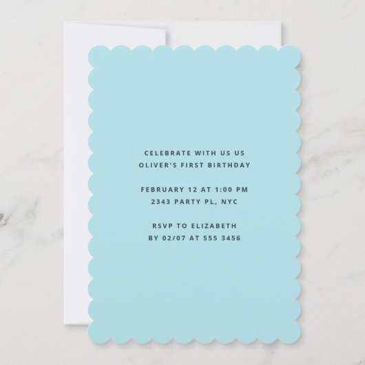 リトルスウィートファースト誕生日ブルー招待状 招待状 (裏面)