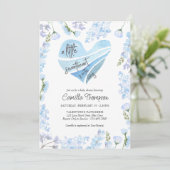 リトルスウィートブルーハート花赤ちゃんシャワー 招待状 (スタンド正面)