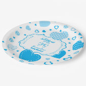 リトルスウィートブルーバレンタインボーイベビーシャワー ペーパープレート (アングル)