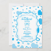 リトルスウィートブルーバレンタインボーイベビーシャワー 招待状 (正面)