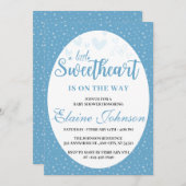 リトルスウィートブルーバレンタインボーイベビーシャワー 招待状 (正面/裏面)