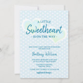 リトルスウィートブルーバレンティーンズベビーシャワー 招待状 (正面)