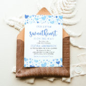 リトルスウィートブルーボーイバレンタインベビーシャワー 招待状