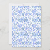 リトルスウィートブルーラブハートボーイベビーシャワー 招待状 (裏面)