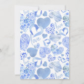 リトルスウィートブルーラブハートボーイベビーシャワー 招待状 (裏面)