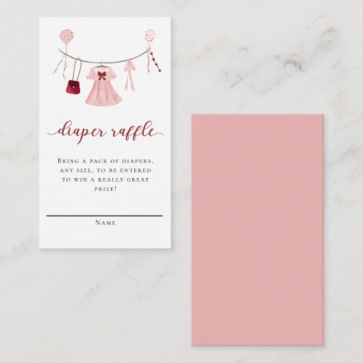 リトルスウィートベビーシャワーおむつラッフル エンクロージャーカード (正面/裏面)
