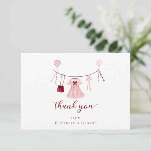 リトルスウィートベビーシャワーバレンタインカスタム サンキューカード (スタンド正面)