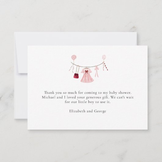 リトルスウィートベビーシャワーバレンタインカスタム サンキューカード (裏面)