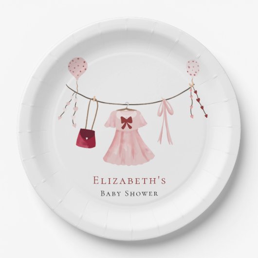 リトルスウィートベビーシャワーバレンタインカスタム ペーパープレート (正面)