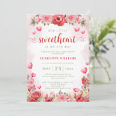 リトルスウィートベビーシャワーフローラハートかわいい 招待状 (スタンド正面)