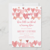 リトルスウィートボーホハートファースト誕生日 招待状 (正面)