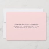 リトルスウィートミニマリストガールファースト誕生日 招待状 (裏面)