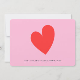 リトルスウィートミニマリスト女の子1st誕生日 招待状