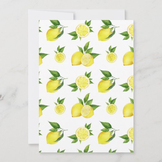 リトルスウィートレモンシトラスバタフライベビーシャワー 招待状 (裏面)