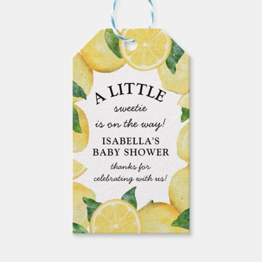 リトルスウィートレモンベビーシャワー ギフトタグ (正面)