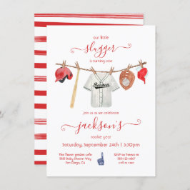 リトルスガーベースボールクロースレイン誕生日パーティー 招待状