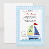 リトルスキッパー セーリングボート 5x7 ベビーシャワー招待状 招待状 (正面/裏面)