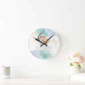 リトルスターウッドランドキツネ子供部屋 ラウンド壁時計 (ホーム)