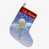 リトルスターエンジェルクリスマスストッキング パーソナライズされた スモールクリスマスストッキング (正面 (吊り時))