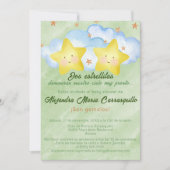 リトルスタースペインのズグリーンツインズベビーシャワー 招待状 (正面)