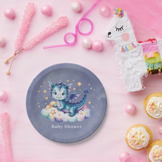リトルスタードラゴンボーイベビーシャワー ペーパープレート (パーティー)