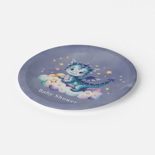 リトルスタードラゴンボーイベビーシャワー ペーパープレート (アングル)