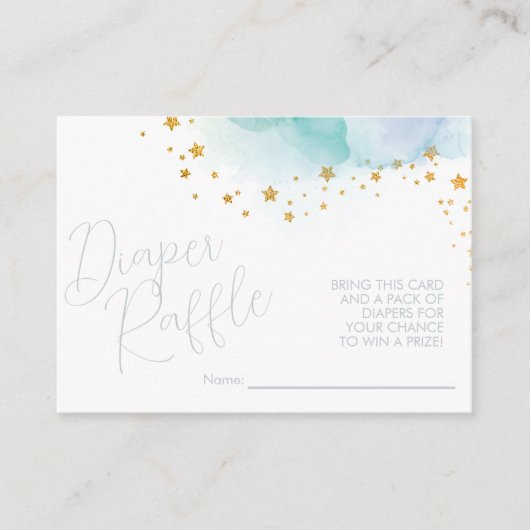 リトルスターブルーウォーター色ベビーおむつラッフル エンクロージャーカード (正面)