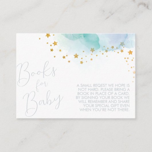 リトルスターブルー水彩本ベビー エンクロージャーカード (正面)