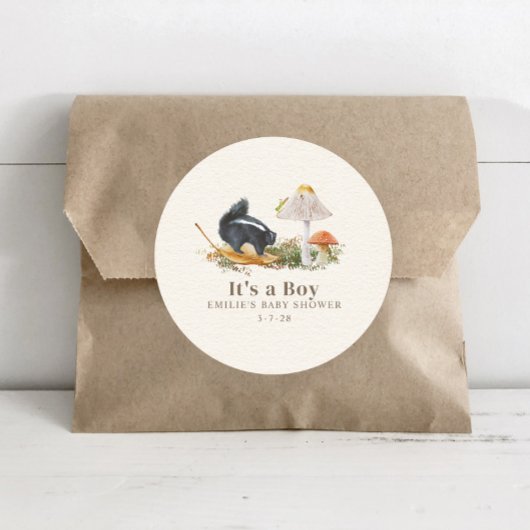 リトルスティンカーウッドランドスカンクボーイベビーシャワー ラウンドシール