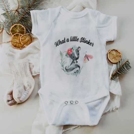 リトルスティンカースカンクガールアニマルベビーボディスーツ ベビーボディスーツ