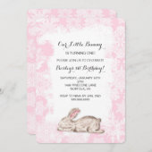 リトルスノーバニーウィンターバースデーパーティー招待状 招待状 (正面/裏面)