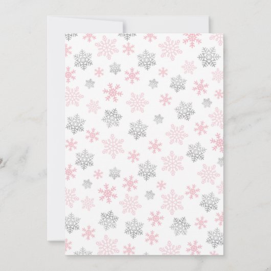 リトルスノーフレークウィンターワンダーランドファースト誕生日 招待状 (裏面)