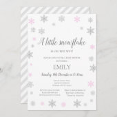 リトルスノーフレークウィンター招待状 – ベビーシャワー 招待状 (正面/裏面)
