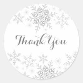 リトルスノーフレークシルバーグリッターベビーシャワー ラウンドシール